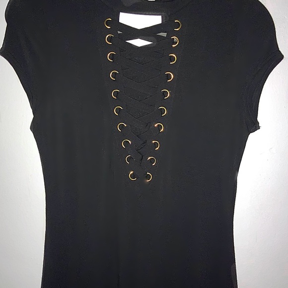 Black bodycon dress with gold tie detail - Picture 2 of 2